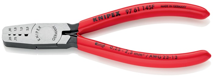 Knipex Aderendhülsenzange 97 61 145 F Länge 145 mm 0,25 - 2,5 mm² poliert mit Kunststoffüberzug