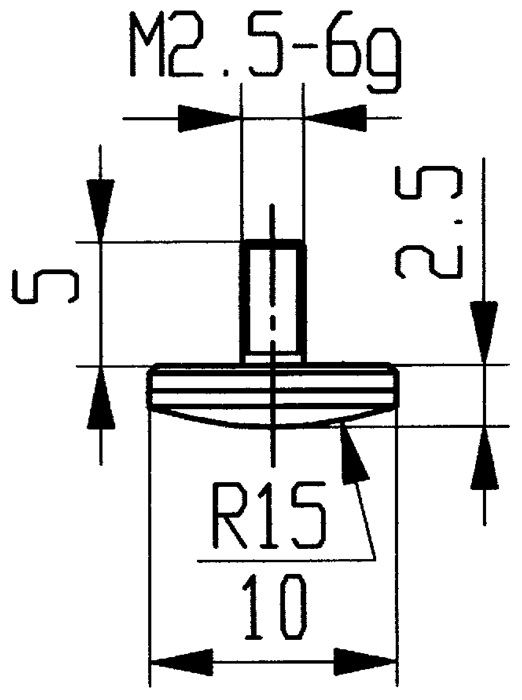 KÄFER Messeinsatz  Ø 10 mm gewölbt Radius 15 M2,5 Hartmetall passend zu Messuhren