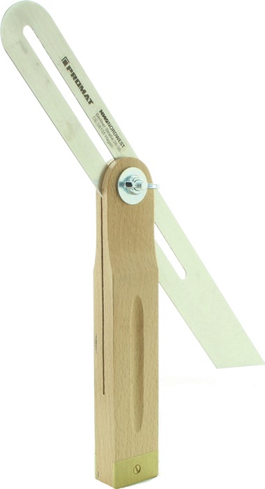 PROMAT Schmiege  Schienenlänge 300 mm Messing mit lackiertem Buchenholz