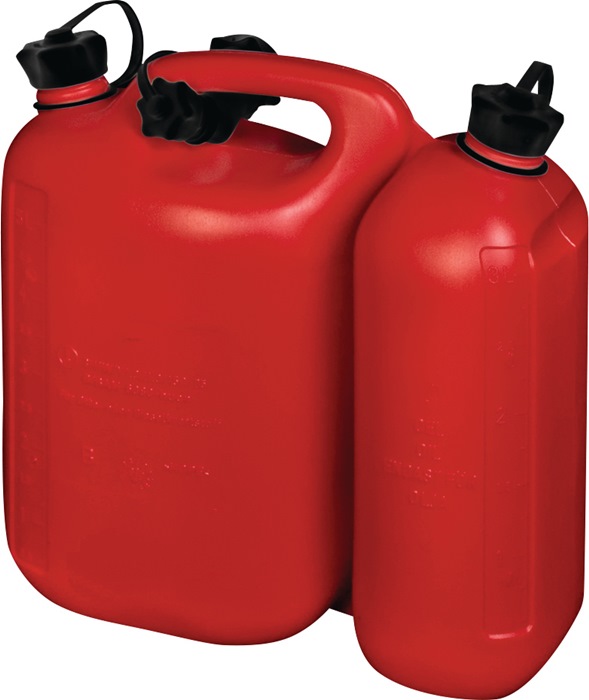 HÜNERSDORFF Kraftstoffdoppelkanister  Inhalt 5,5 + 3 l rot HDPE L316xB145xH312mm