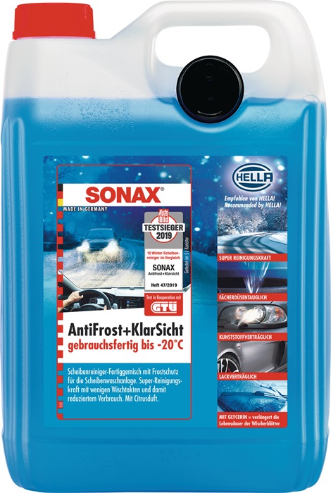 SONAX Scheibenreiniger AntiFrost & KlarSicht gebrauchsfertig 5 l 4 Kanister