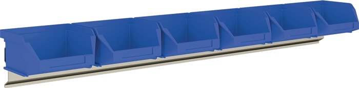 MAUSER Sichtlagerkastenset  H50xB602xT100mm Stahl verzinkt mit Sichtlagerkästen 6 x MK6 blau