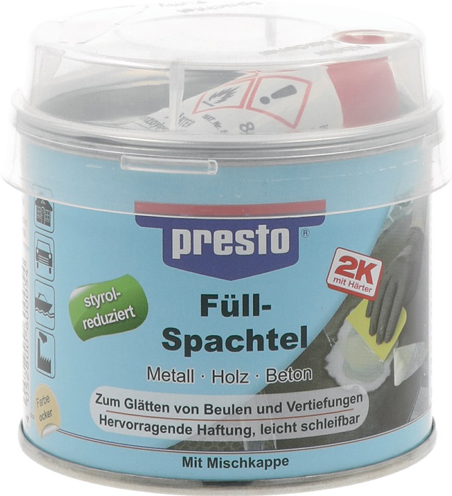 PRESTO 2K-Füllspachtel prestolith® plastic ocker, Härter rot 250 g 6 Dosen
