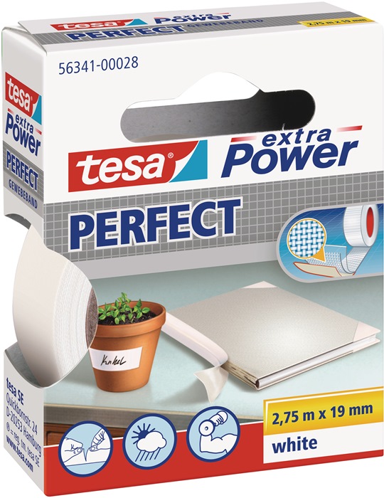 TESA Gewebeband extra Power® 56341 weiß Länge 2,75 m Breite 19 mm