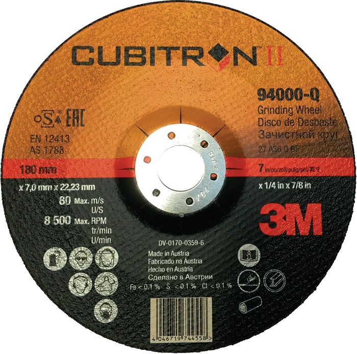 3M Schruppscheibe Cubitron™ II D230xS7mmKorn 36 gekröpft INOX Bohrung 22,23 mm 10 Stück