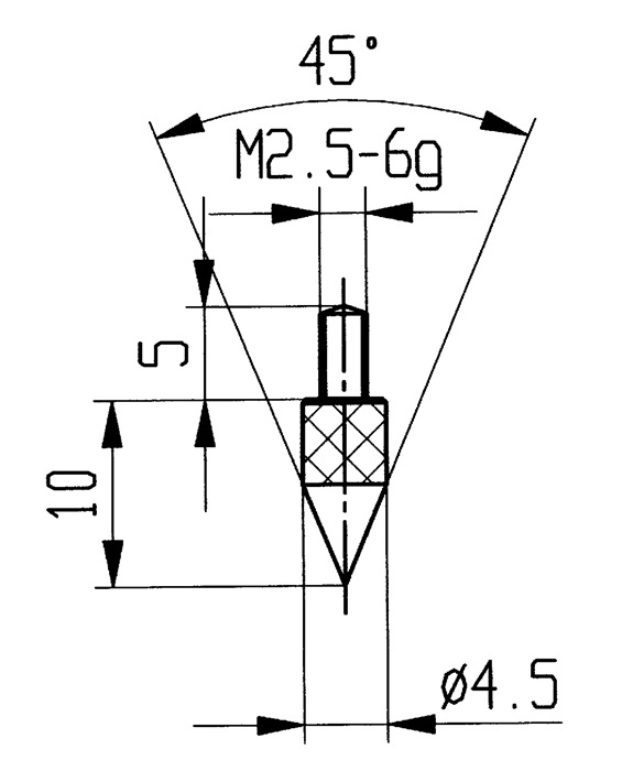 KÄFER Messeinsatz  45° Kegel M2,5 Hartmetall passend zu Messuhren
