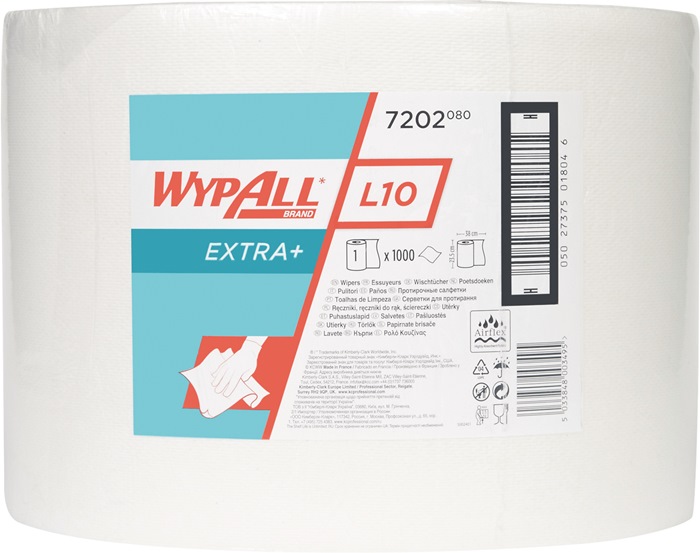 WYPALL Putztuch WYPALL L10 EXTRA 7202 L380xB235ca. mm weiß 1-lagig, perforiert