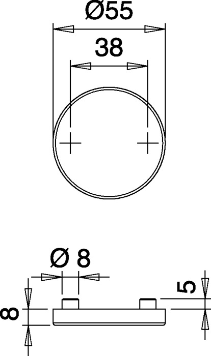 EDI Schlüsselrosetten-Paar 058 Edelstahl F00 Schildstärke 8 mm Blind rund
