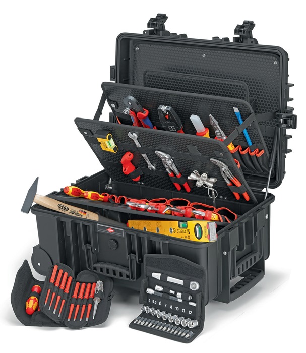 Knipex Werkzeugkoffer Robust45 Elektro 00 21 37 63-teilig Koffer aus schlagfestem Polypropylen für Elektriker
