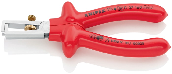 Knipex Abisolierzange 11 07 160 Länge 160 mm VDE verchromt tauchisoliert mit Öffnungsfeder