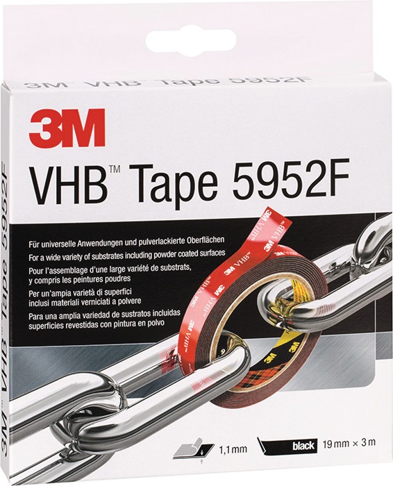 3M Montageband VHB Tape 5952F schwarz Länge 3 m Breite 19 mm