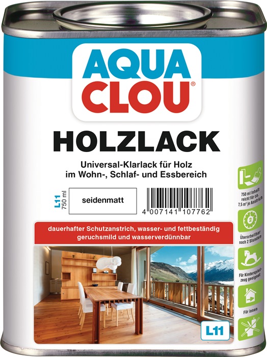 CLOU Holzlack L11 farblos seidenmatt 750 ml 3 Dosen