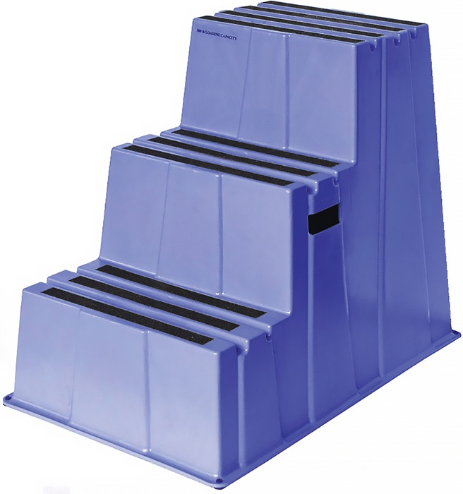 Schwerlasttritt  Stufen einschl. Plattform 3 Plattformhöhe 730 mm Kunststoff blau