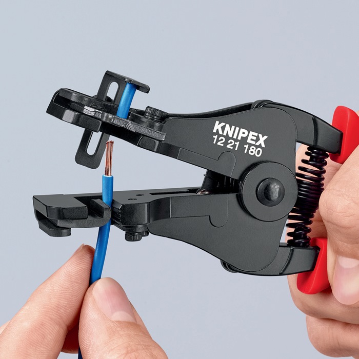Knipex Abisolierzange 12 21 180 Länge 180 mm schwarz lackiert Kunststoffüberzug mit Öffnungsfeder