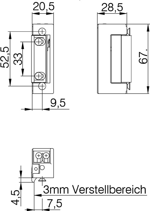 DENI Elektrotüröffner 20171 6-12 V AC/DC DIN links / rechts
