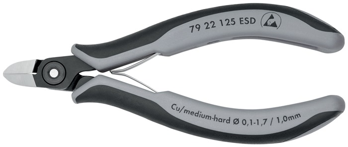 Knipex Präzisions-Elektronik-Seitenschneider 79 22 125 ESD Länge 125 mm Form 2 ohne Facette poliert