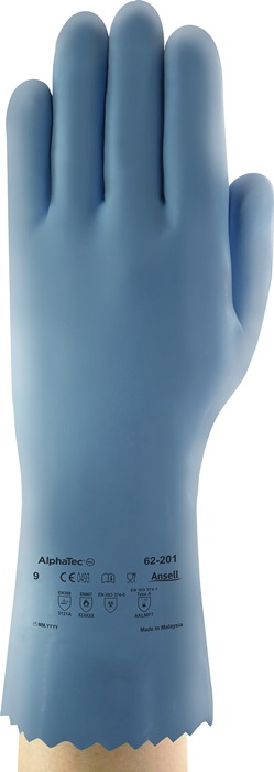 ANSELL Chemikalienschutzhandschuh AlphaTec® 62-201 Größe 9 blau PSA-Kategorie III 12 Paar