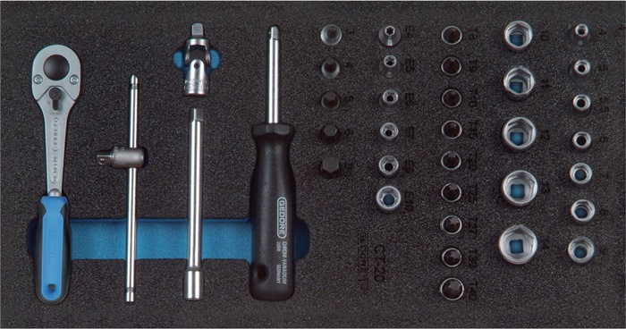 GEDORE Werkzeugmodul 1500 CT1-20 37-teilig 1/3-Modul Steckschlüssel 1 / 4 Zoll