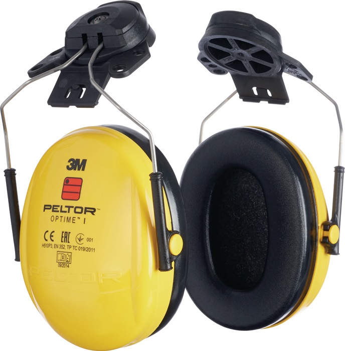 3M Gehörschutz OPTIME I EN 352-1-3 SNR 26 dB für Helm mit 30mm-Schlitz mit 2 Dichtungsringen und Dämmkissen