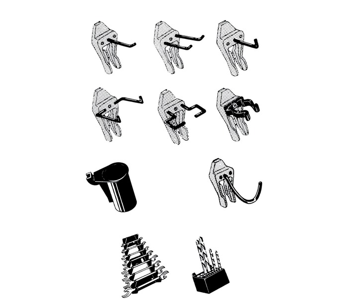 RAACO Werkzeughaken-Mixset Clip Mix 53 sortiert 53tlg. a.Stahl und POM für Art.Nr.795605,795584,795698-699