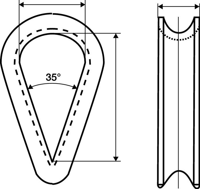Kausche DIN 6899 Form B 3 mm Seil-Nenngröße 2,5 mm galvanisch verzinkt mit tiefer Rille 100 Stück
