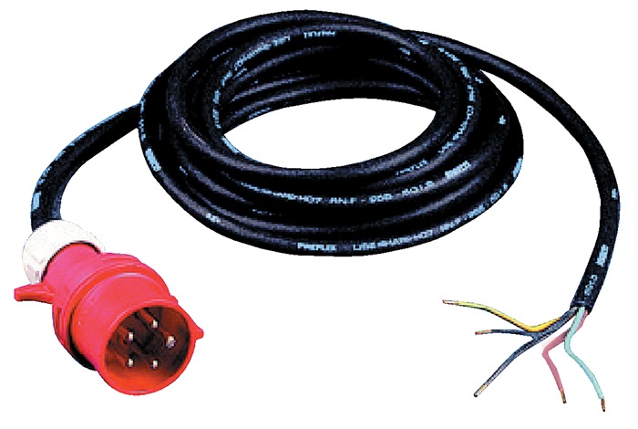 Anschlussleitung  H07RN-F 5 x 4 mm² 5 m mit CEE Stecker schwarz für Innen / Außen