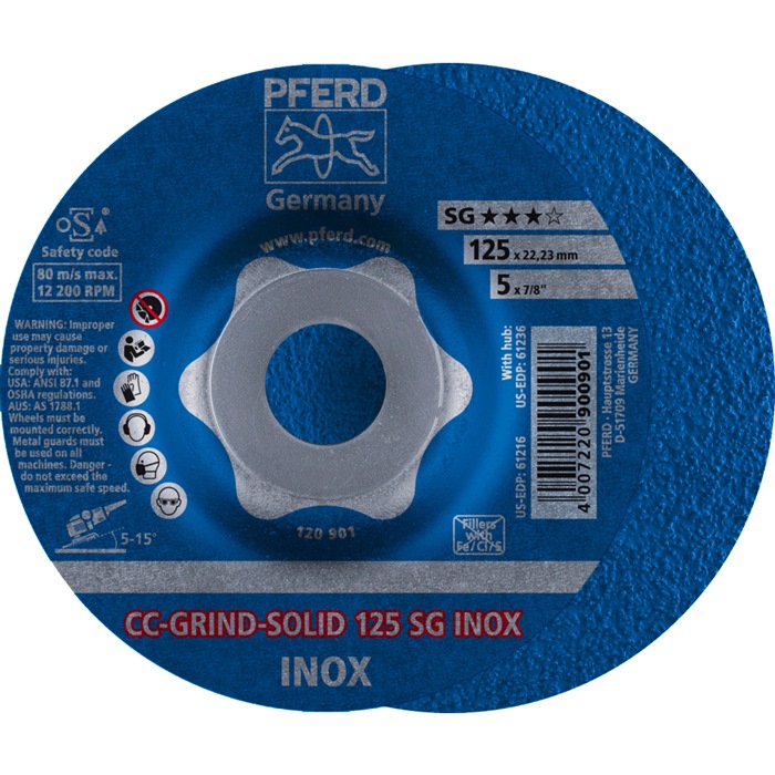 PFERD Schleifscheibe CC-GRIND-SOLID SG INOX D125xSmm gekröpft INOX 10 Stück