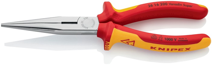 Knipex Flachrundzange 26 16 200 Länge 200 mm gerade VDE mit Mehrkomponenten-Hüllen