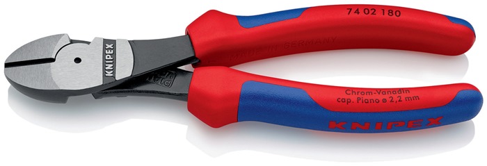 Knipex Kraftseitenschneider 74 02 180 Länge 180 mm poliert Form 0 mit Mehrkomponenten-Hüllen