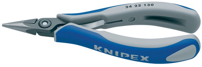 Knipex Präzisions-Elektronik-Flachzange 34 22 130 Länge 135 mm flachrunde Backen poliert Form 2 mit Mehrkomponenten-Hüllen