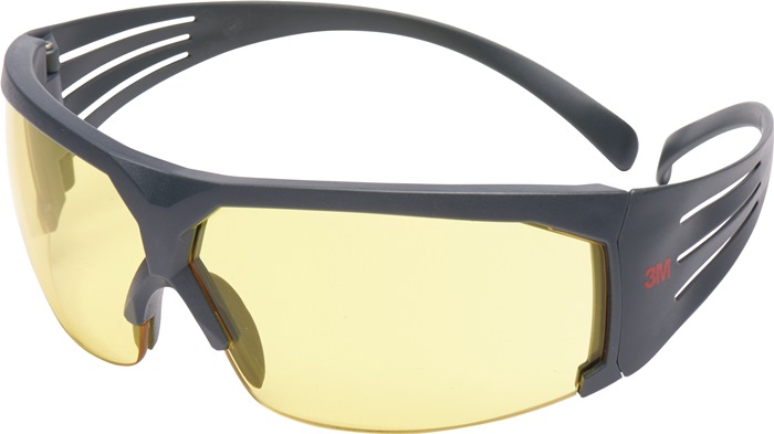 3M Schutzbrille SecureFit™-SF600 EN 166 Bügel grau, Scheibe gelb Polycarbonat