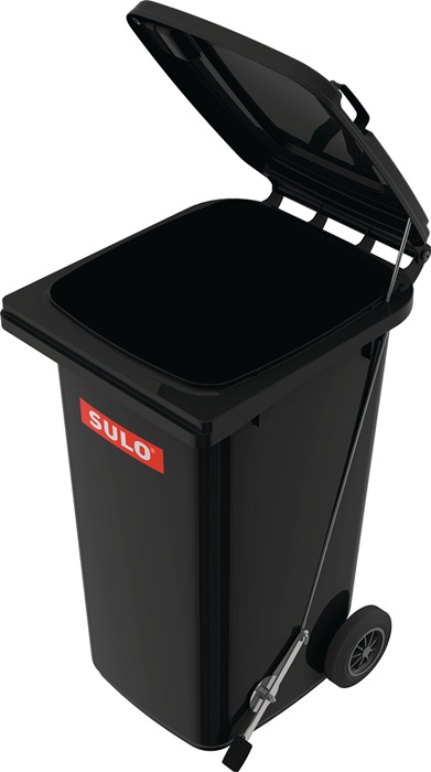 SULO Müllgroßbehälter  120 l HDPE anthrazitgrau fahrbar, mit Fußpedal