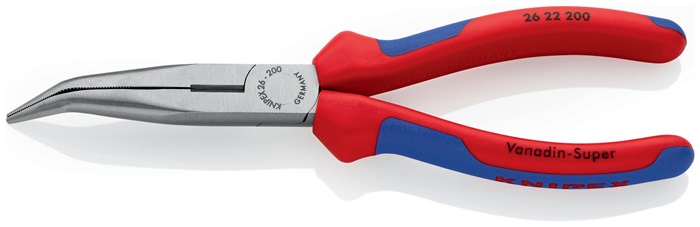 Knipex Flachrundzange 26 22 200 Länge 200 mm poliert 40° gewinkelt mit Mehrkomponenten-Hüllen