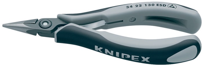 Knipex Präzisions-Elektronik-Flachzange 34 22 130 ESD Länge 135 mm ESD flachrunde Backen poliert Form 2 mit Mehrkomponenten-Hüllen