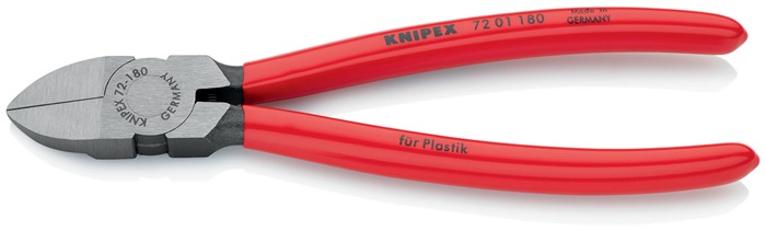 Knipex Seitenschneider für Kunststoffe 72 01 180 Länge 180 mm gerade mit Kunststoffüberzug