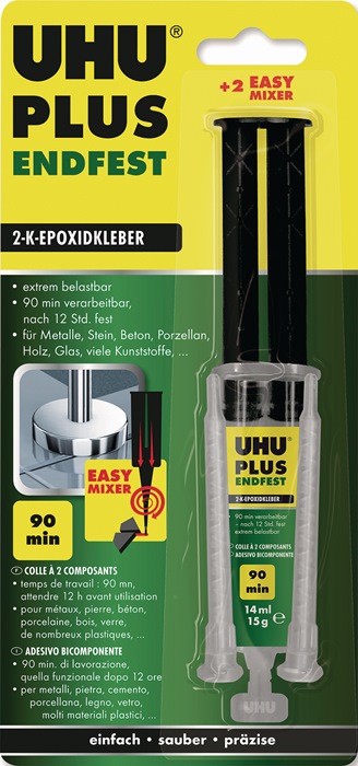 UHU 2K-Epoxidharzklebstoff PLUS ENDFEST 15 g gelblich 6 Doppelspritzen