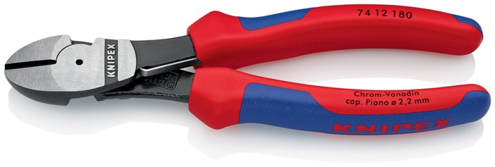 Knipex Kraftseitenschneider 74 12 180 Länge 180 mm poliert Form 1 mit Mehrkomponenten-Hüllen