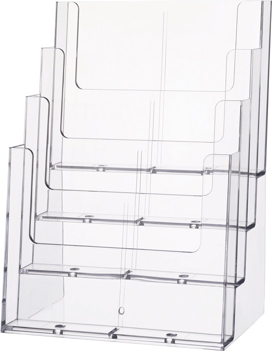 HELIT Tischprospekthalter  4 x DIN A4 hoch Kunststoff transparent freistehend